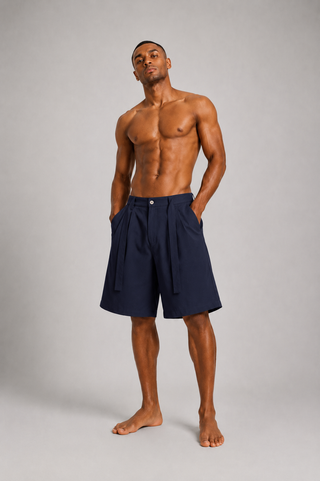 Bermuda Navy Pleated
