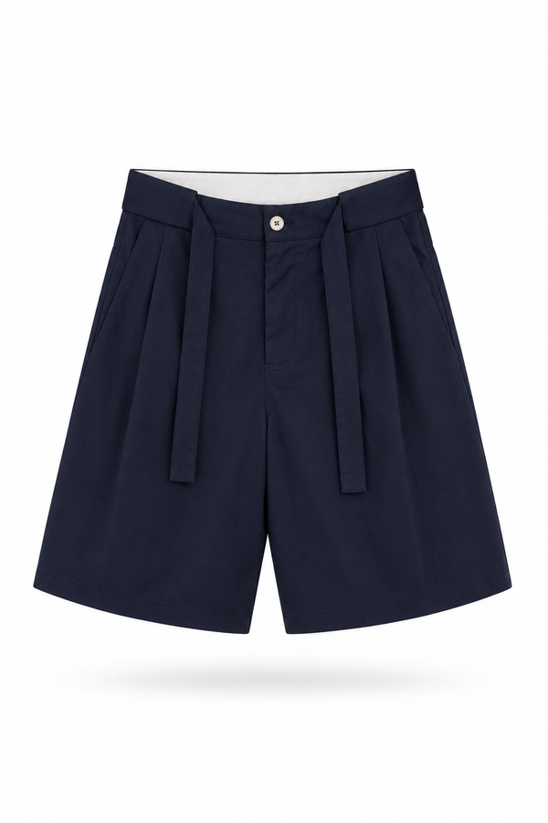 Bermuda Navy Pleated